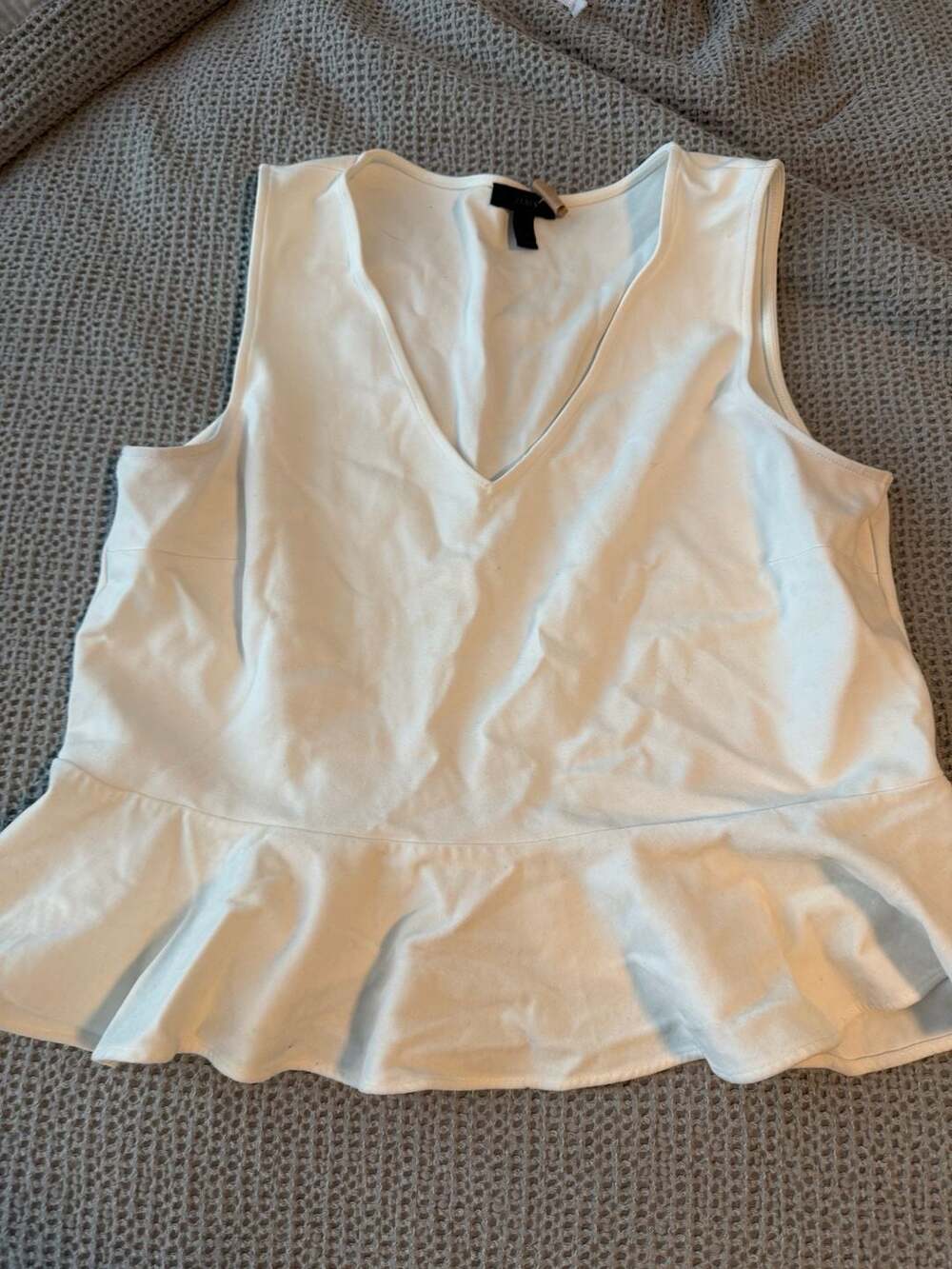 J.Crew Peplum Tank Top Size L White V-Neck Sleeveless Blouse